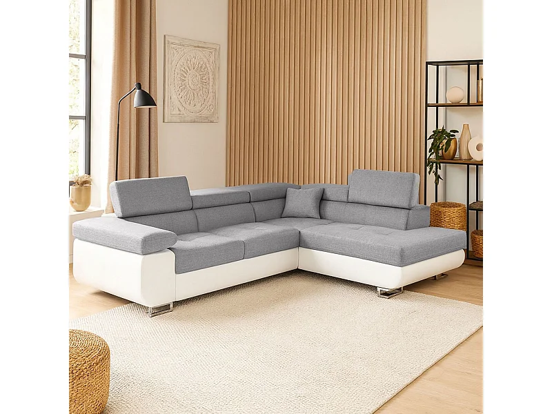 Canapé d'Angle Droit Convertible "Marius" 275cm Gris