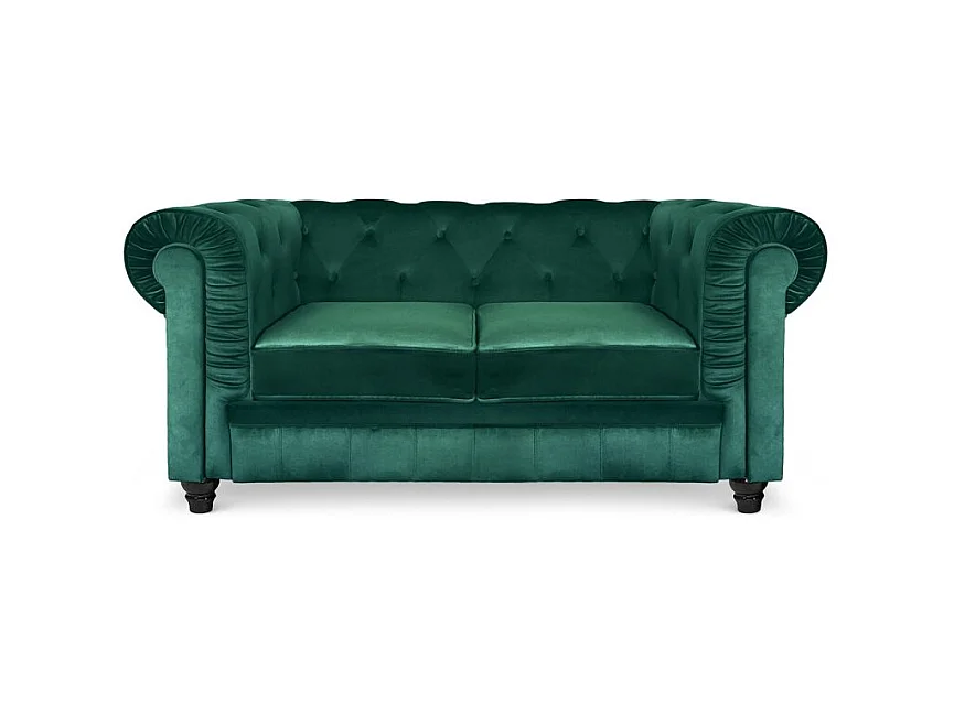 Canapé 2 Places Velours "Chesterfield" 157cm Vert