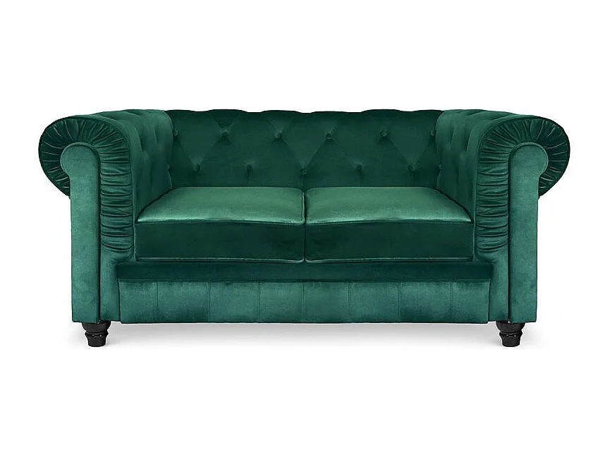 Canapé 2 Places Velours "Chesterfield" 157cm Vert