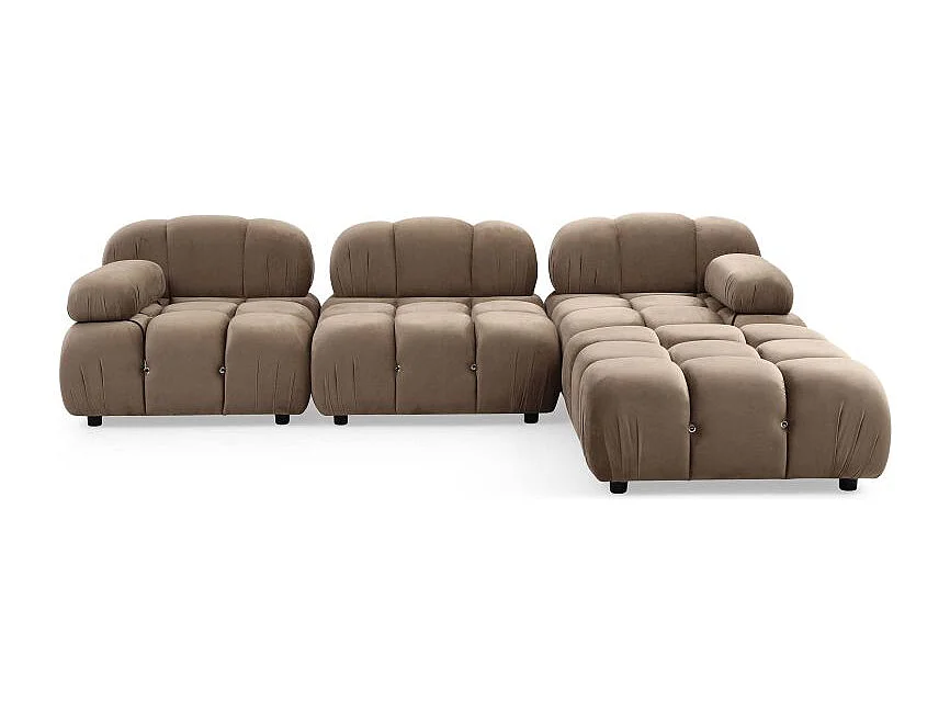 Canapé d'Angle Modulable Velours "Holly" 291cm Taupe