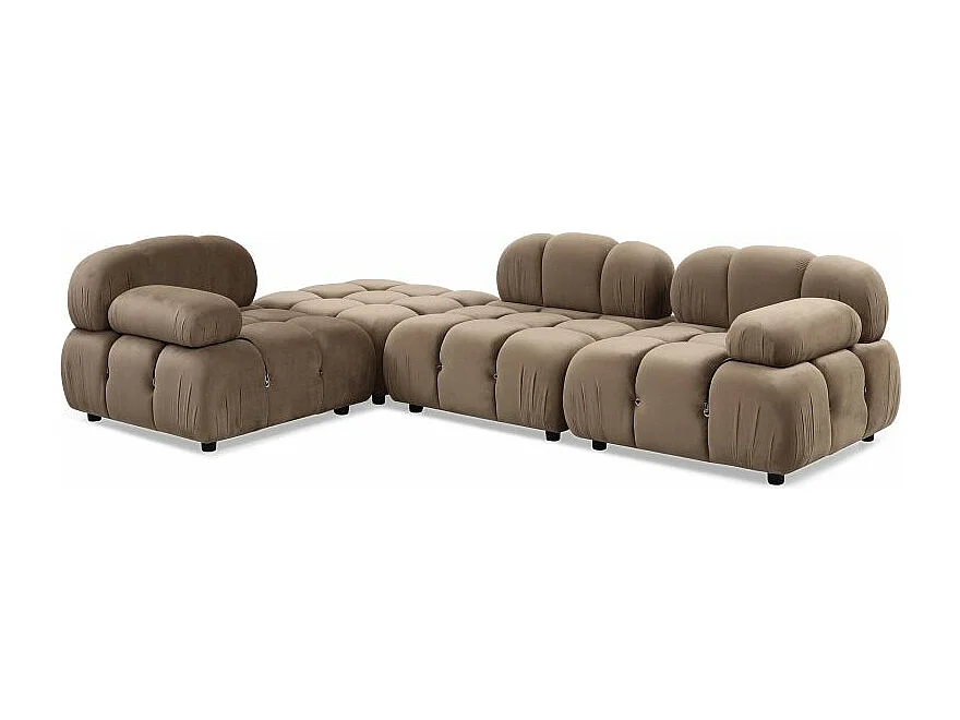 Canapé d'Angle Modulable Velours "Holly" 291cm Taupe
