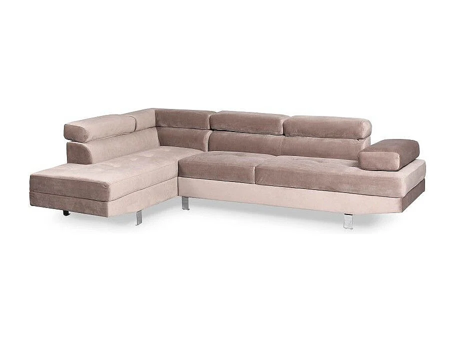Canapé d'angle avec têtières relevables Alfa Velours Taupe