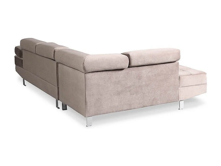 Canapé d'angle avec têtières relevables Alfa Velours Taupe