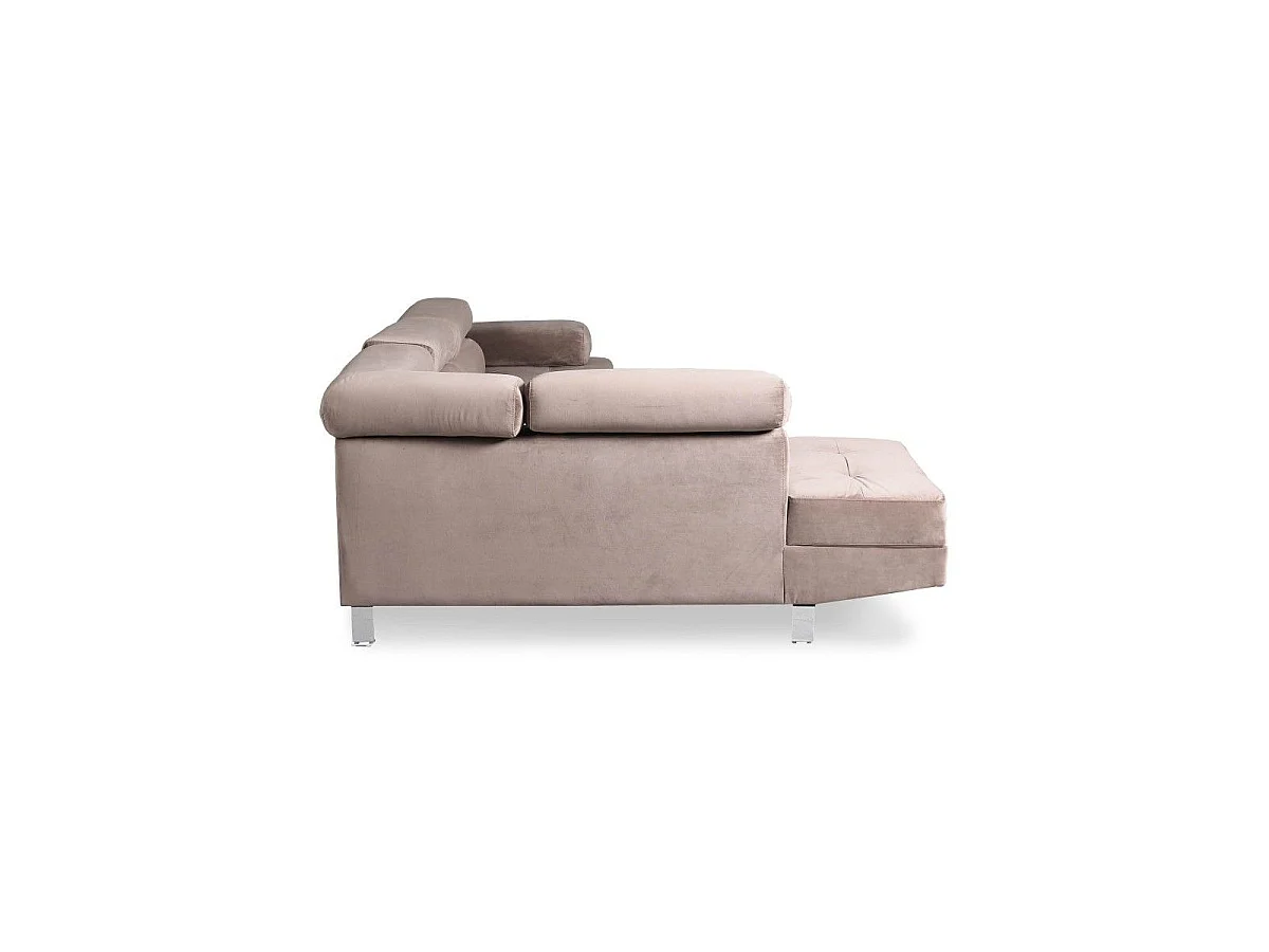 Canapé d'angle avec têtières relevables Alfa Velours Taupe