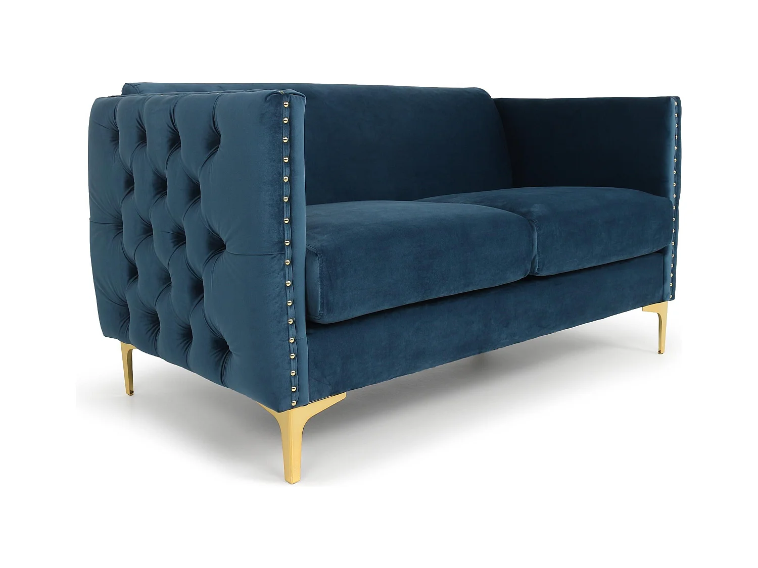 Canapé 2 Places en Velours "Suez" 145cm Bleu