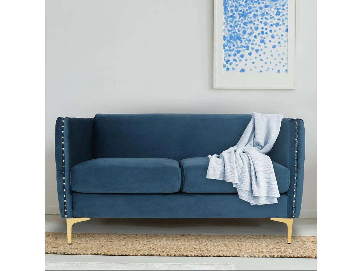 Samtblauer 2-Sitzer "Suez" Elegantes Design