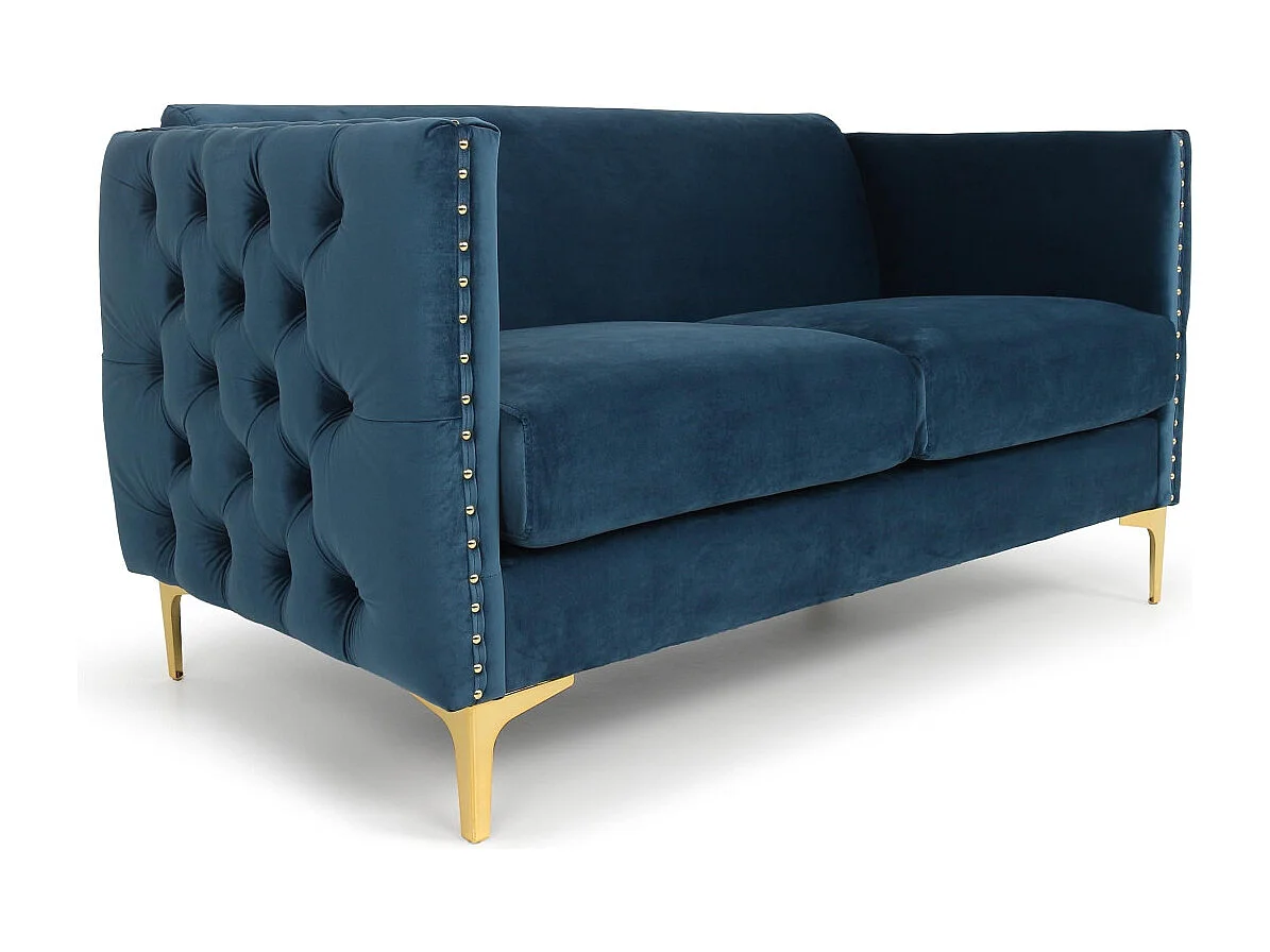 Samtblauer 2-Sitzer "Suez" Elegantes Design