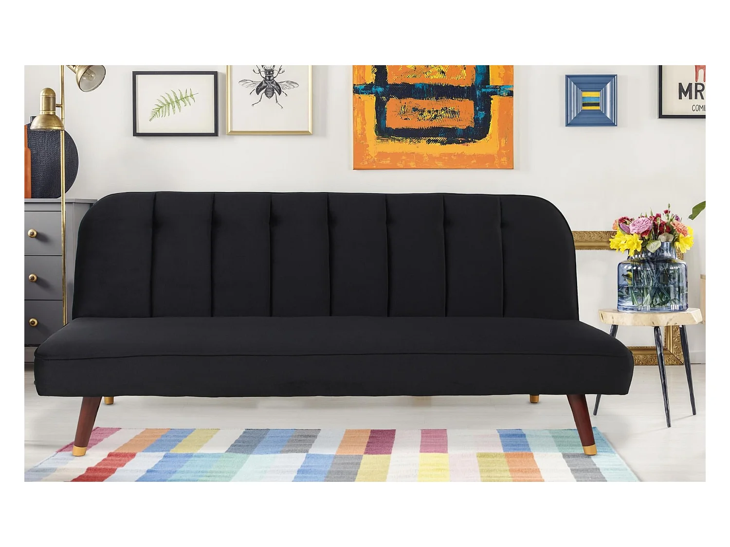 Divano trasformabile Olympia in velluto nero