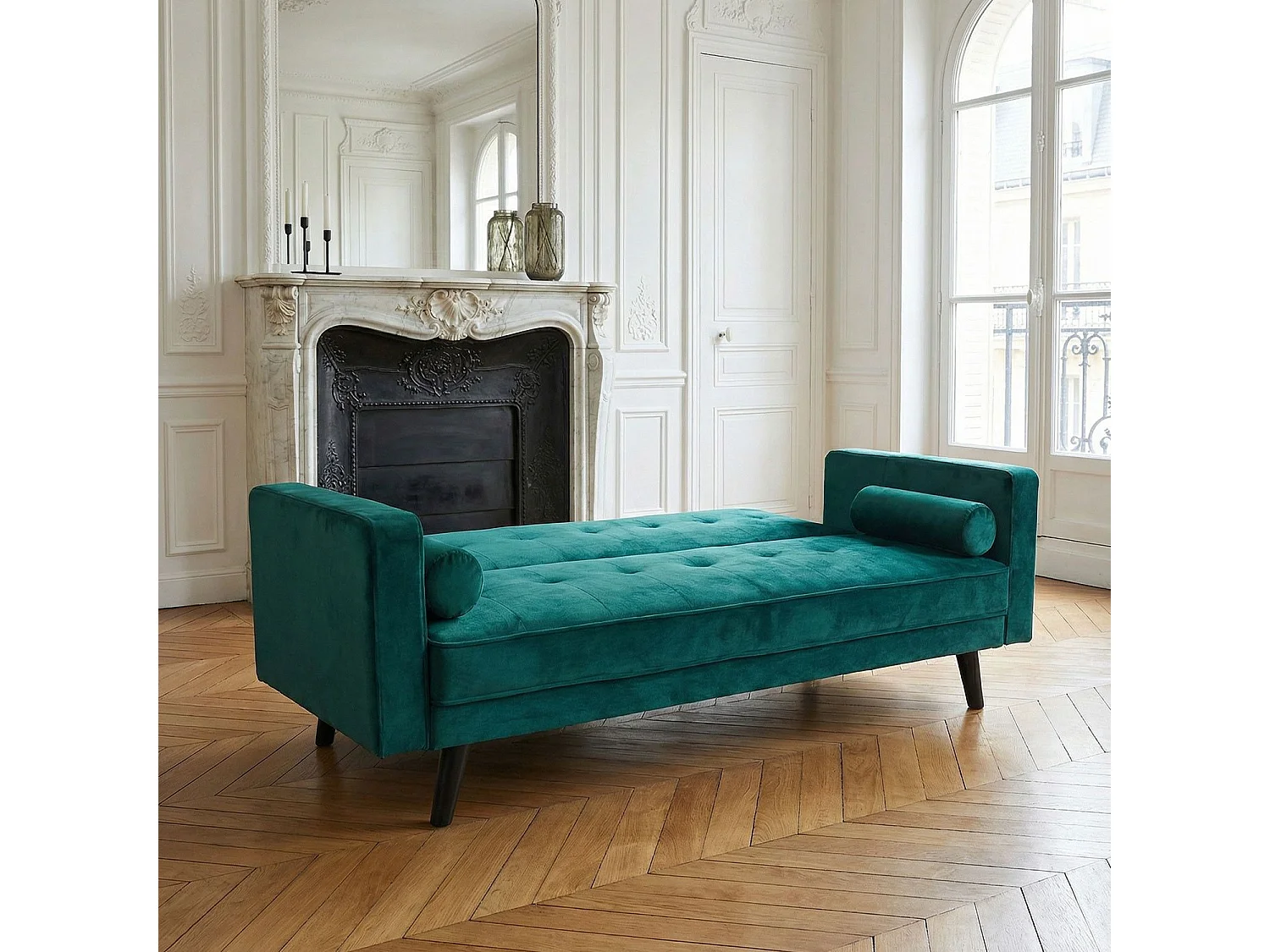 Canapé Convertible 3 Places Scandinave "Navya" Vert