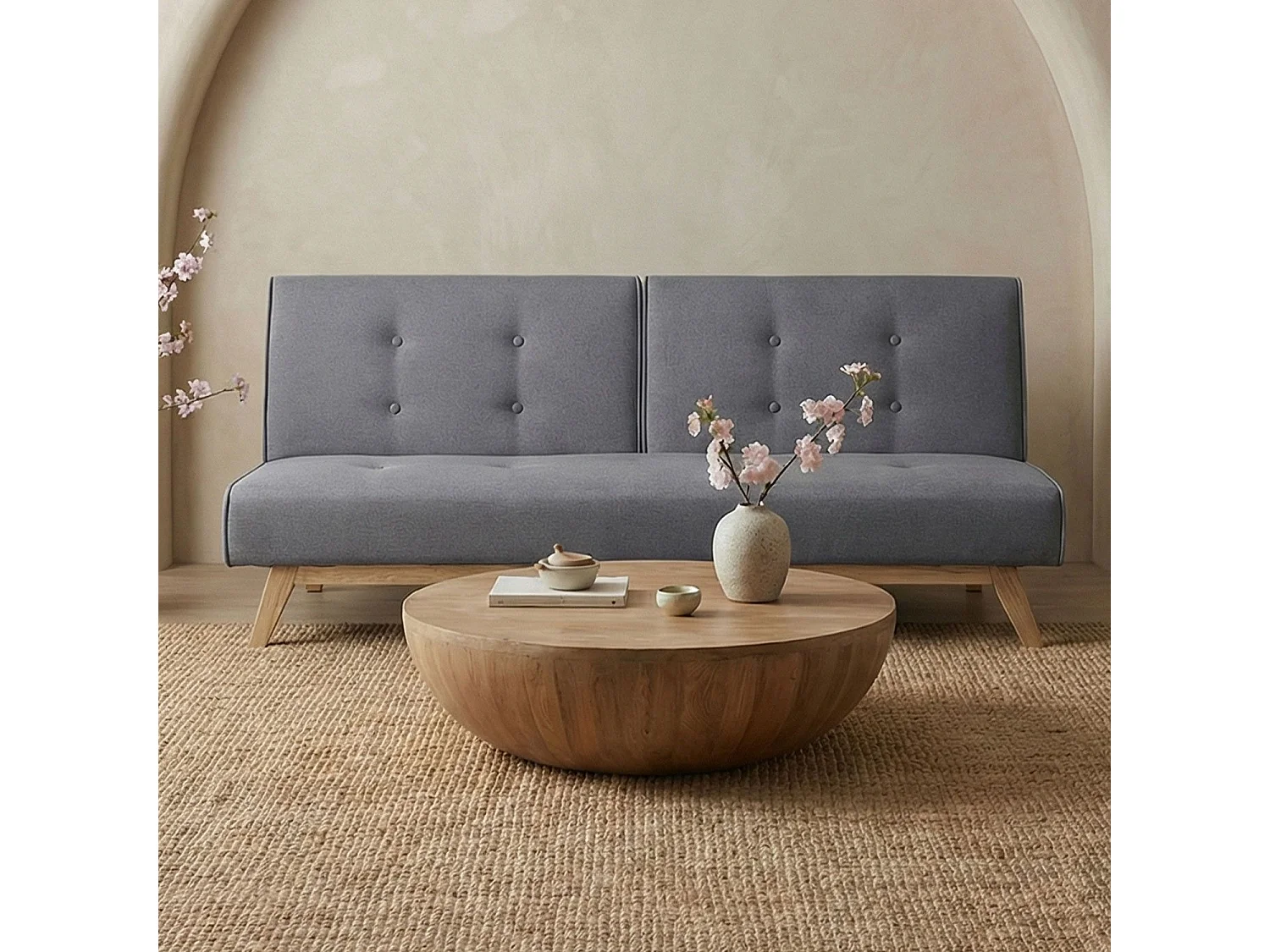 Canapé Convertible "Jeanot" 180cm Gris Foncé