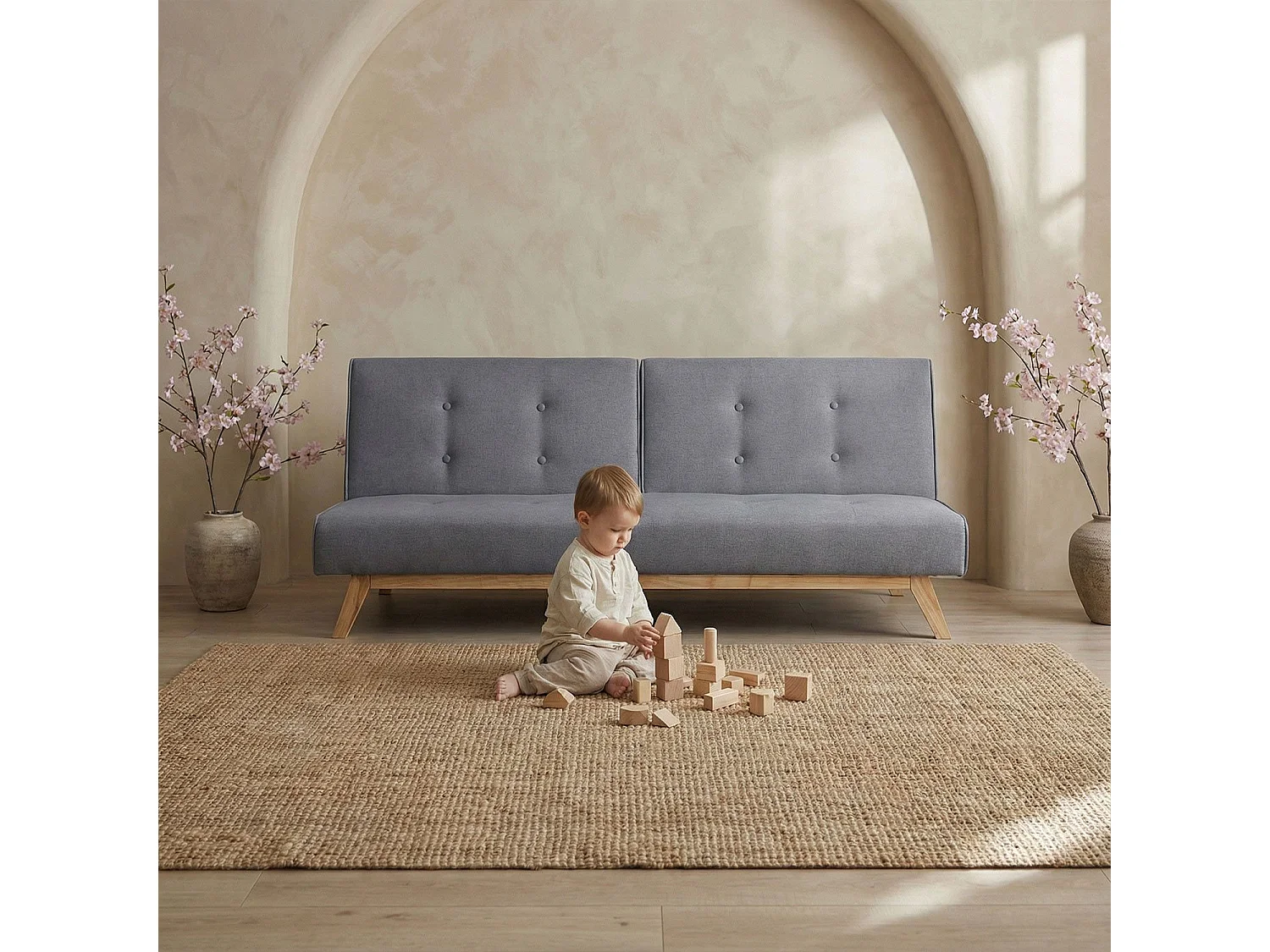 Canapé Convertible "Jeanot" 180cm Gris Foncé