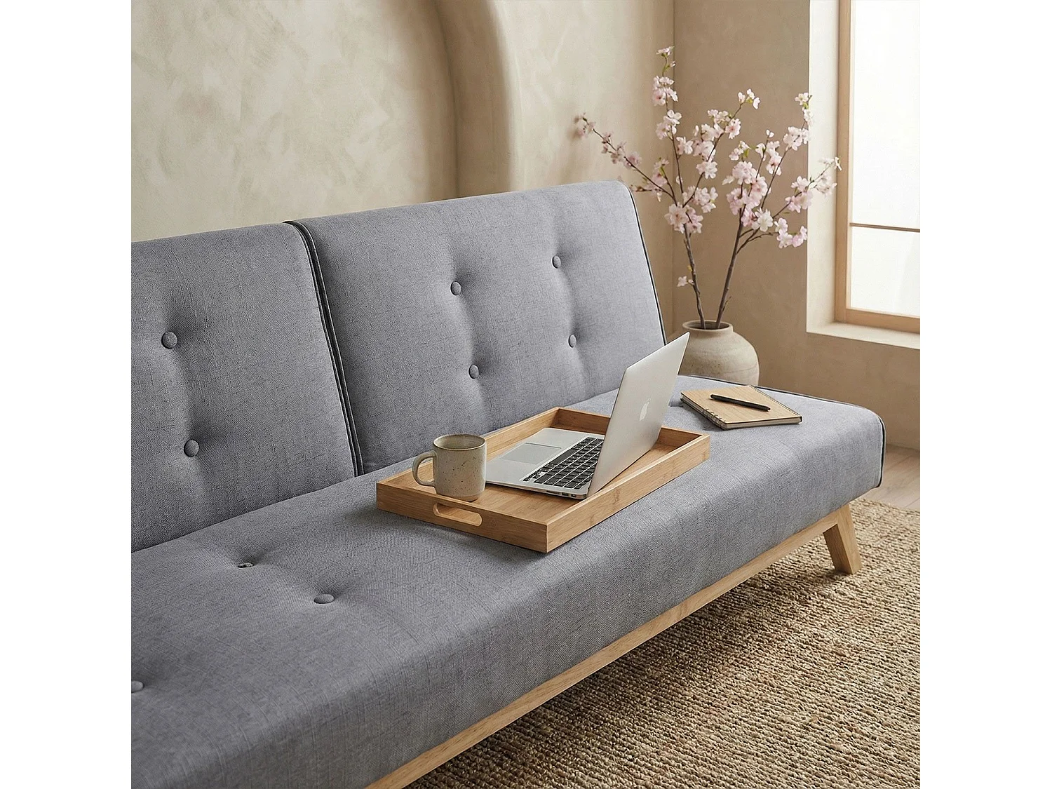 Canapé Convertible "Jeanot" 180cm Gris Foncé