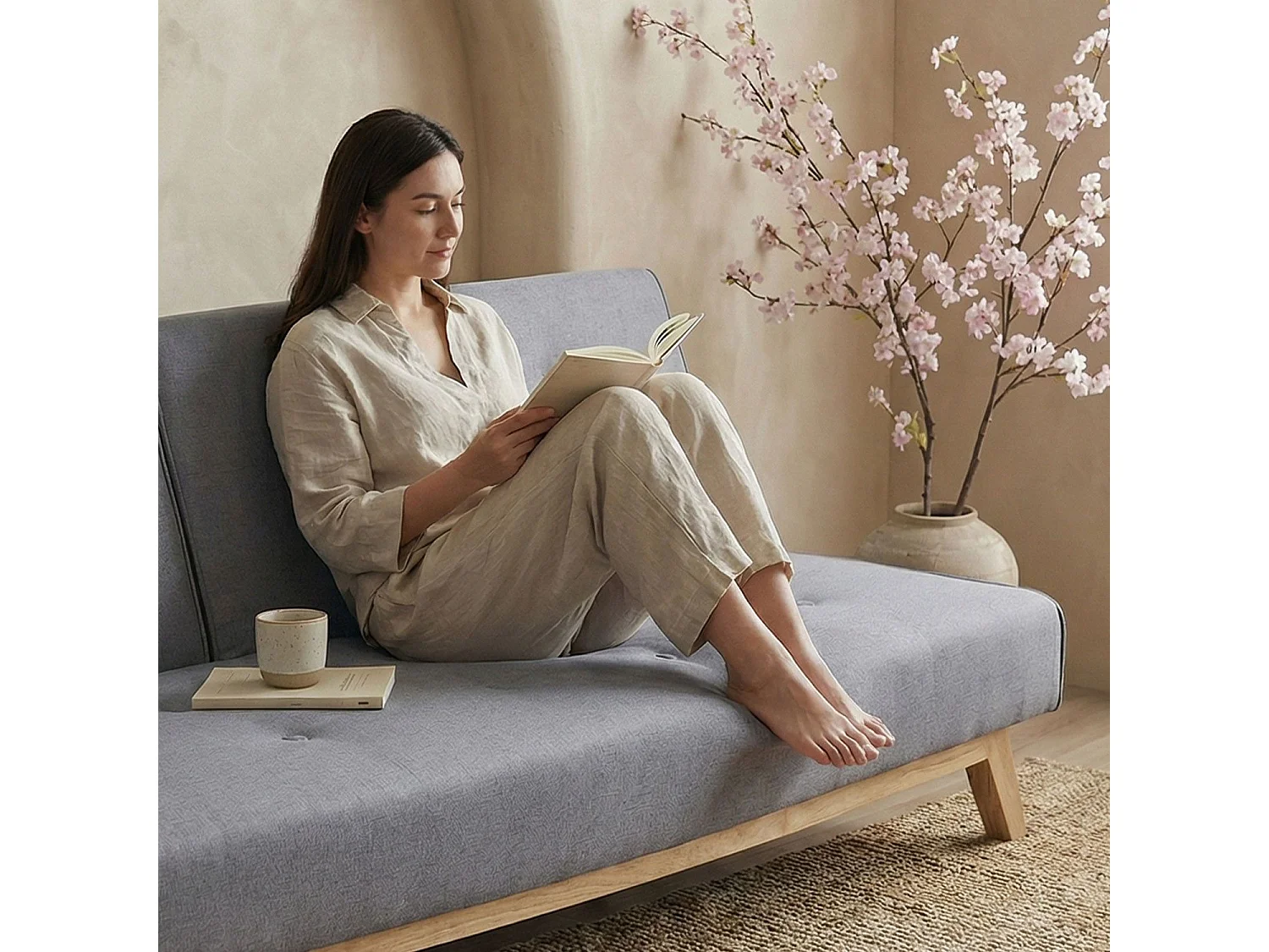 Canapé Convertible "Jeanot" 180cm Gris Foncé