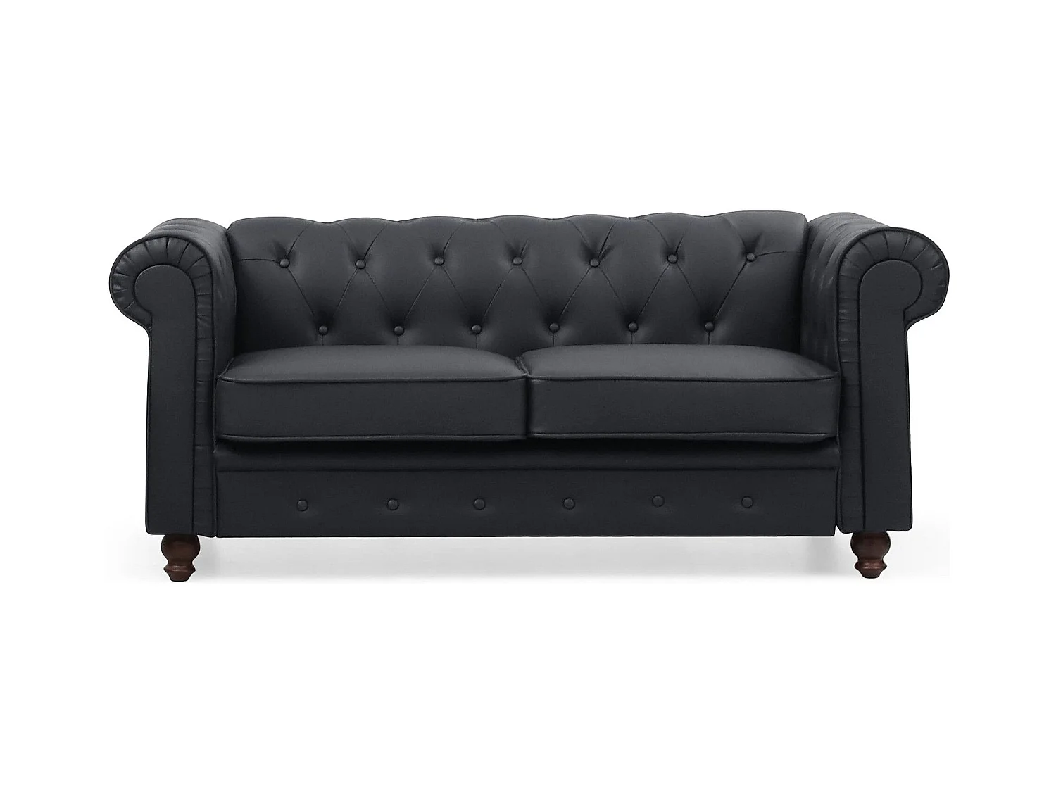 Gran Sofá Chesterfield 2 Plazas Negro 158cm Estilo Acogedor y Elegante