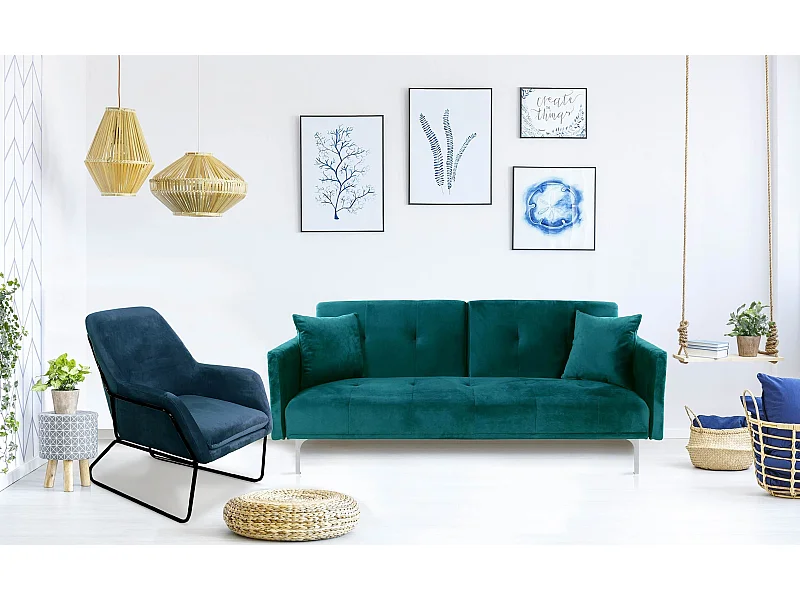 Canapé Convertible 3 Places "Lacla" 191cm Vert