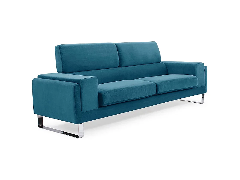 Canapé 3 Places Velours Côtelé "Ezekiel" 198cm Bleu