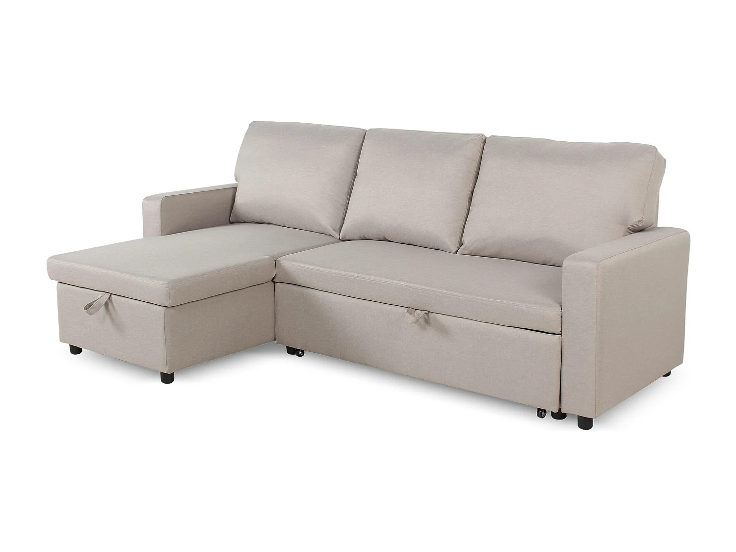 Canapé d'Angle Gauche Convertible "Minera" 215cm Beige