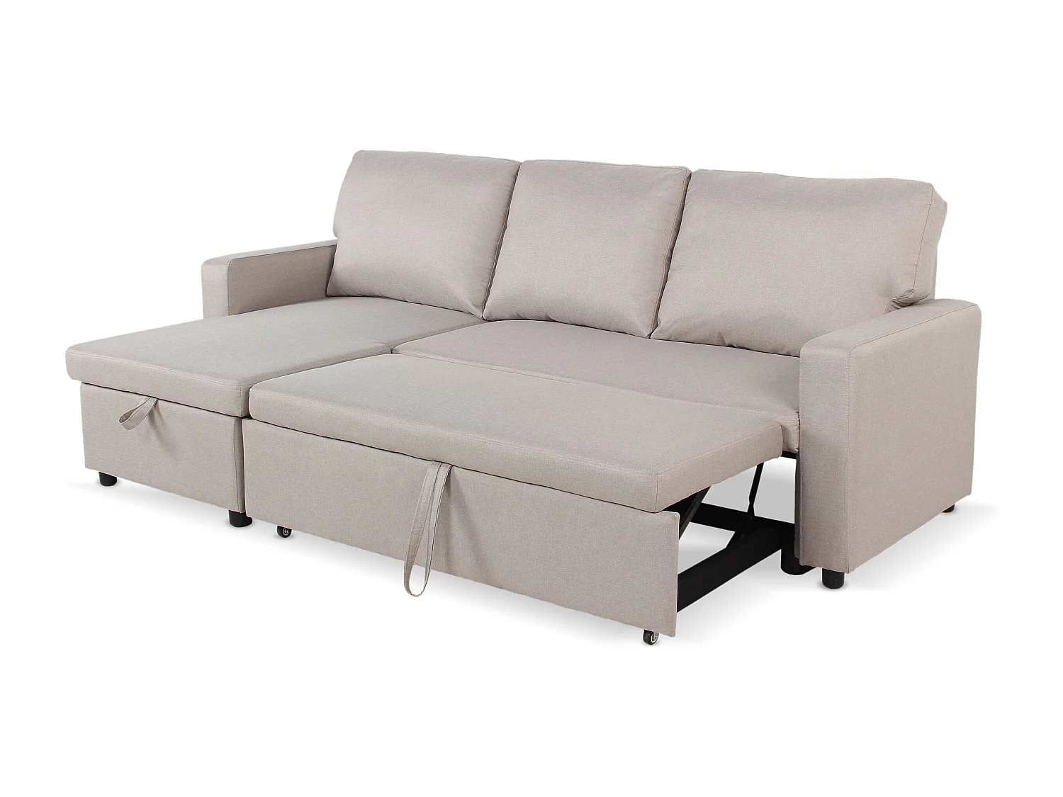 Canapé d'Angle Gauche Convertible "Minera" 215cm Beige