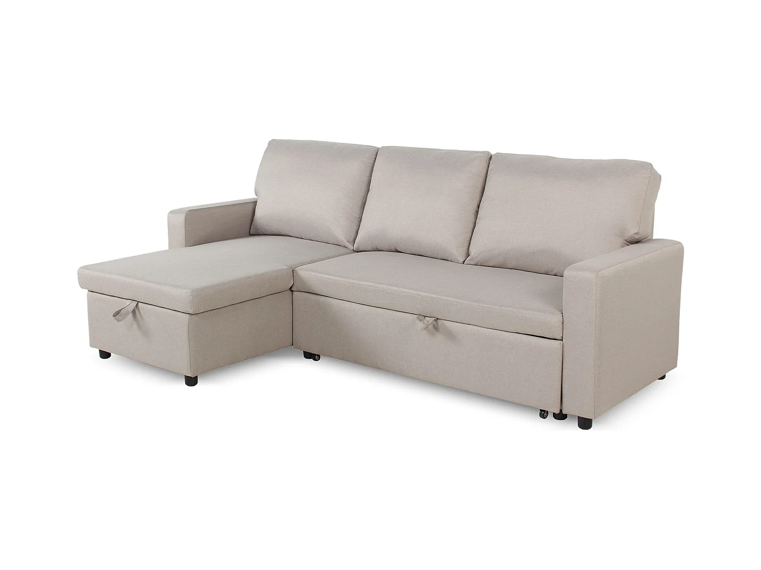 Canapé d'Angle Gauche Convertible "Minera" 215cm Beige
