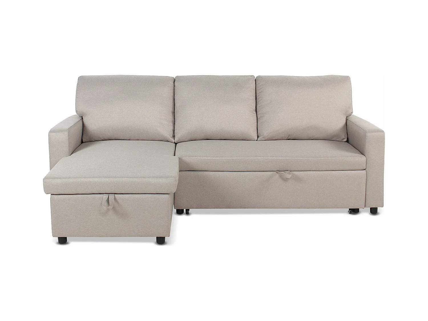 Canapé d'Angle Gauche Convertible "Minera" 215cm Beige