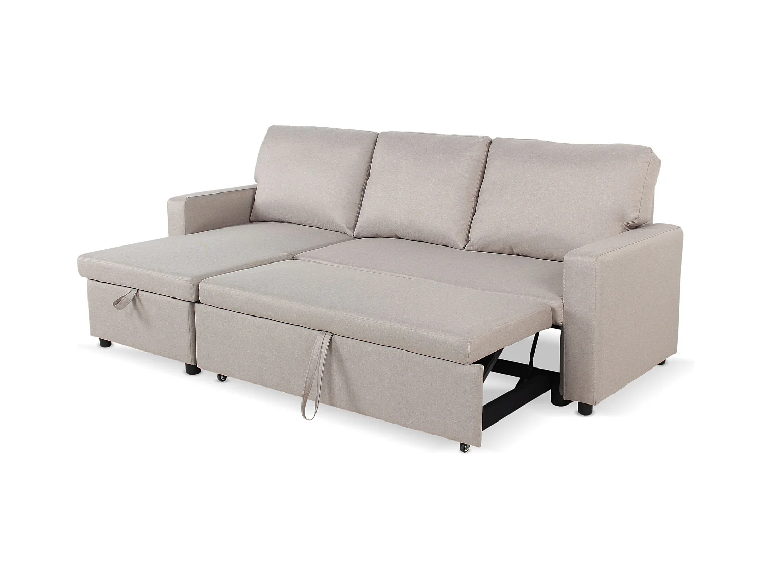 Canapé d'Angle Gauche Convertible "Minera" 215cm Beige