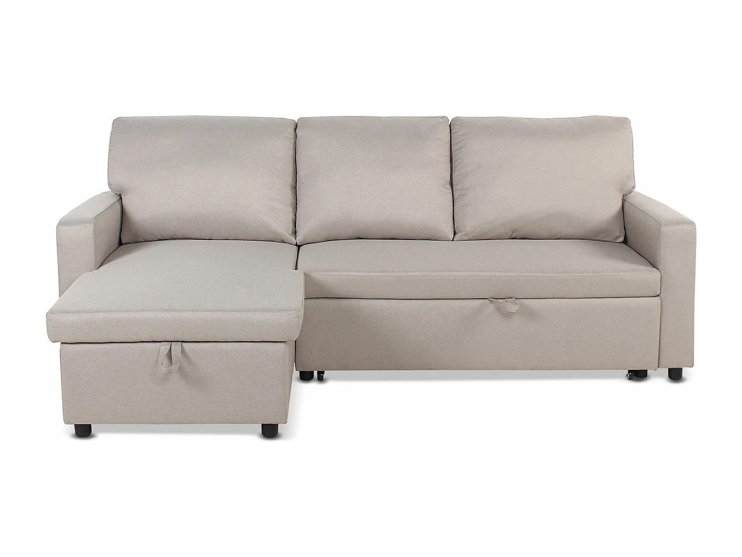 Canapé d'Angle Gauche Convertible "Minera" 215cm Beige