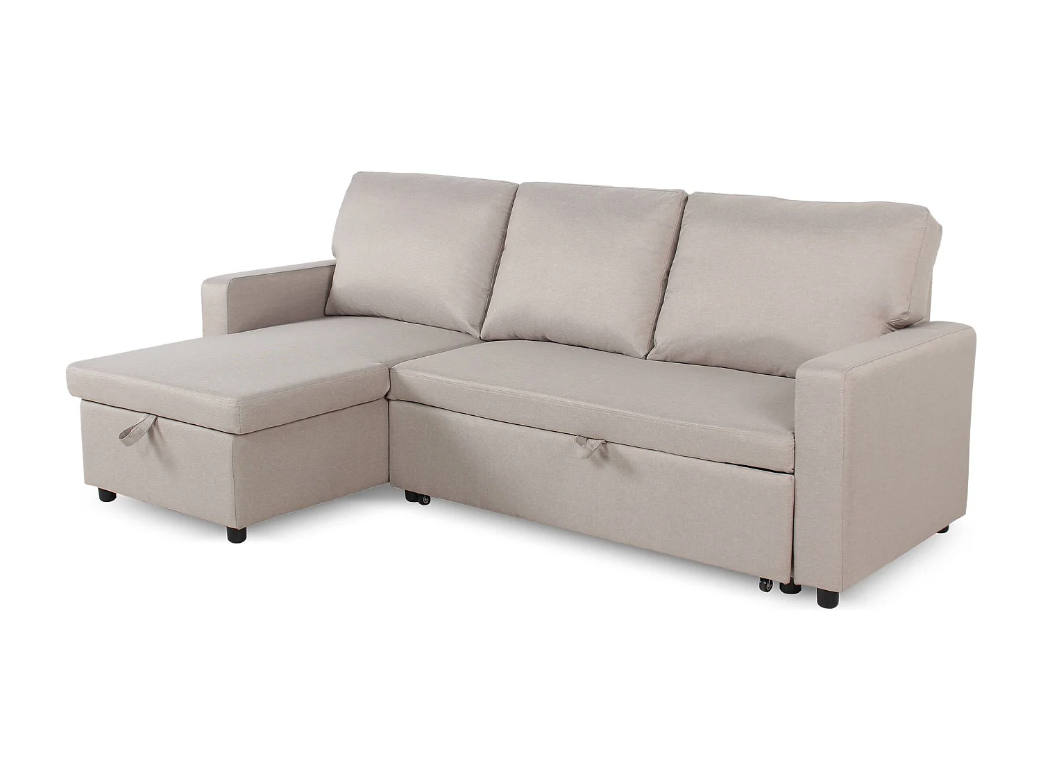 Canapé d'Angle Gauche Convertible "Minera" 215cm Beige