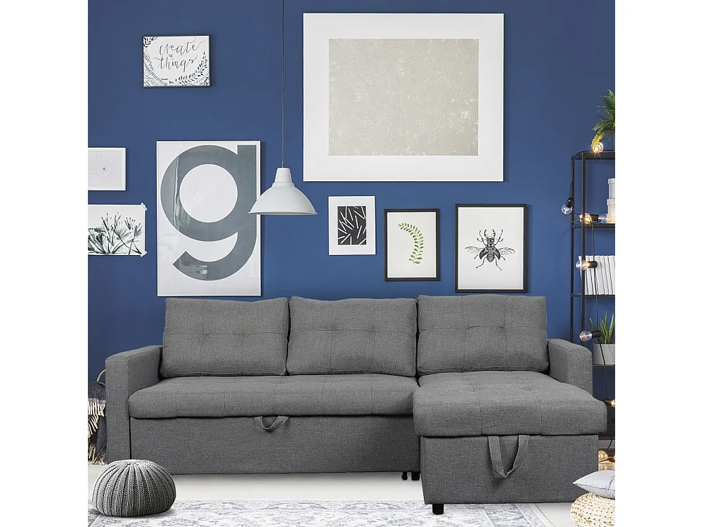 Canapé d'Angle Convertible Tissu "Corto" 230cm Gris