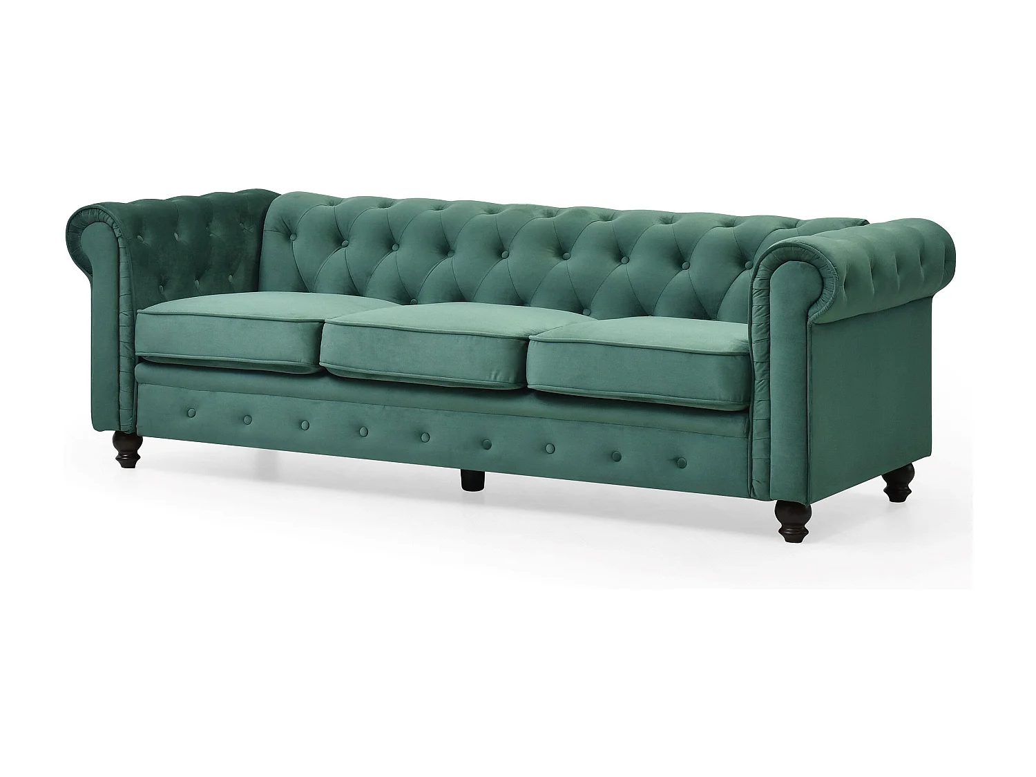 Grande divano a 3 posti Chesterfield Velluto Verde