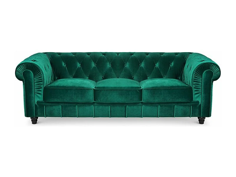 Großes Chesterfield-Sofa 3-Sitzer Samt Grün