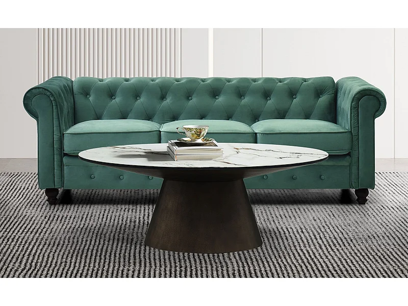 Großes Chesterfield-Sofa 3-Sitzer Samt Grün