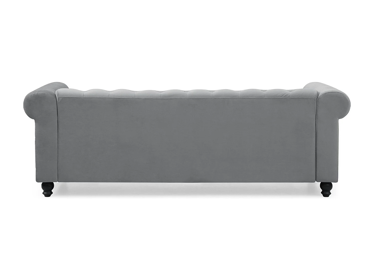 Canapé 3 Places Velours "Chesterfield" 209cm Argent