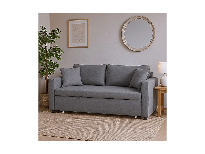 Schlafsofa 3-Sitzer Hellgrau Jaspe Trendig Modern