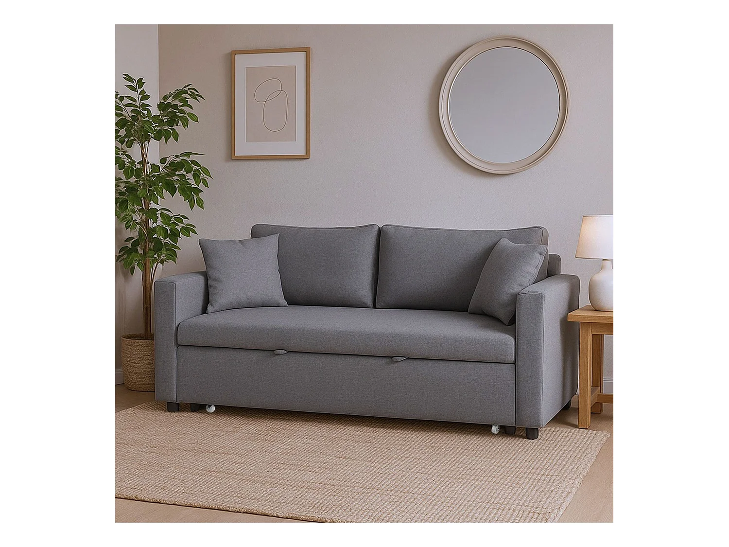 Schlafsofa 3-Sitzer Hellgrau Jaspe Trendig Modern