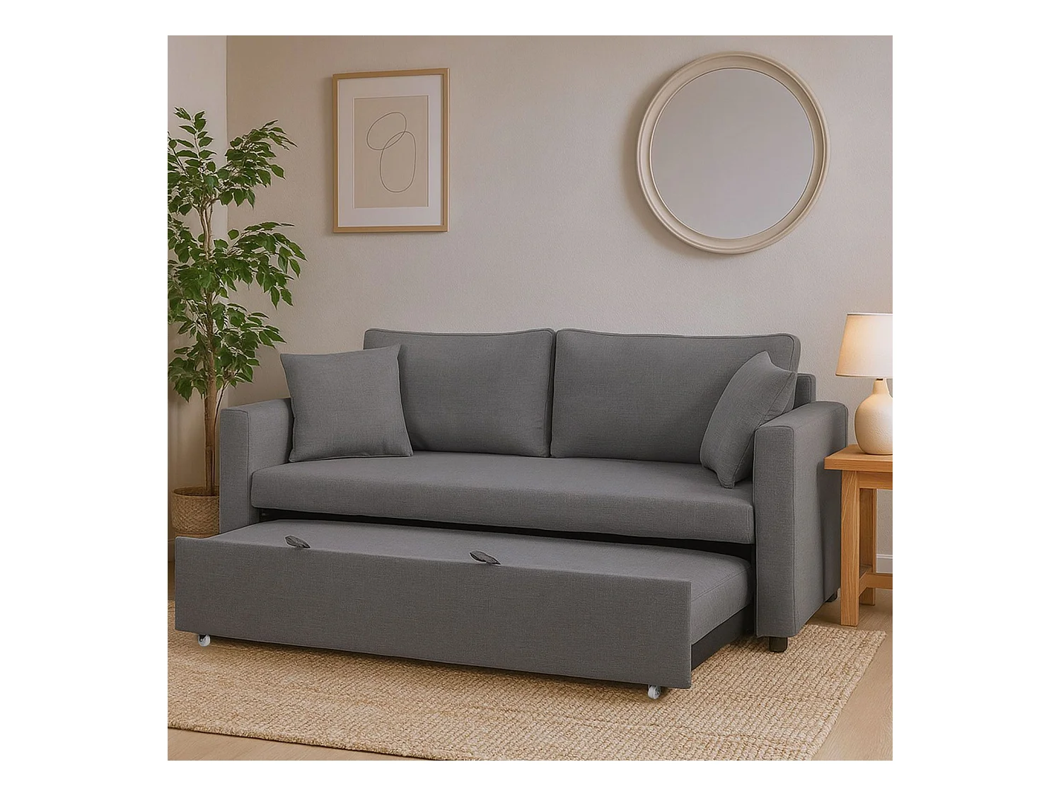 Schlafsofa 3-Sitzer Hellgrau Jaspe Trendig Modern