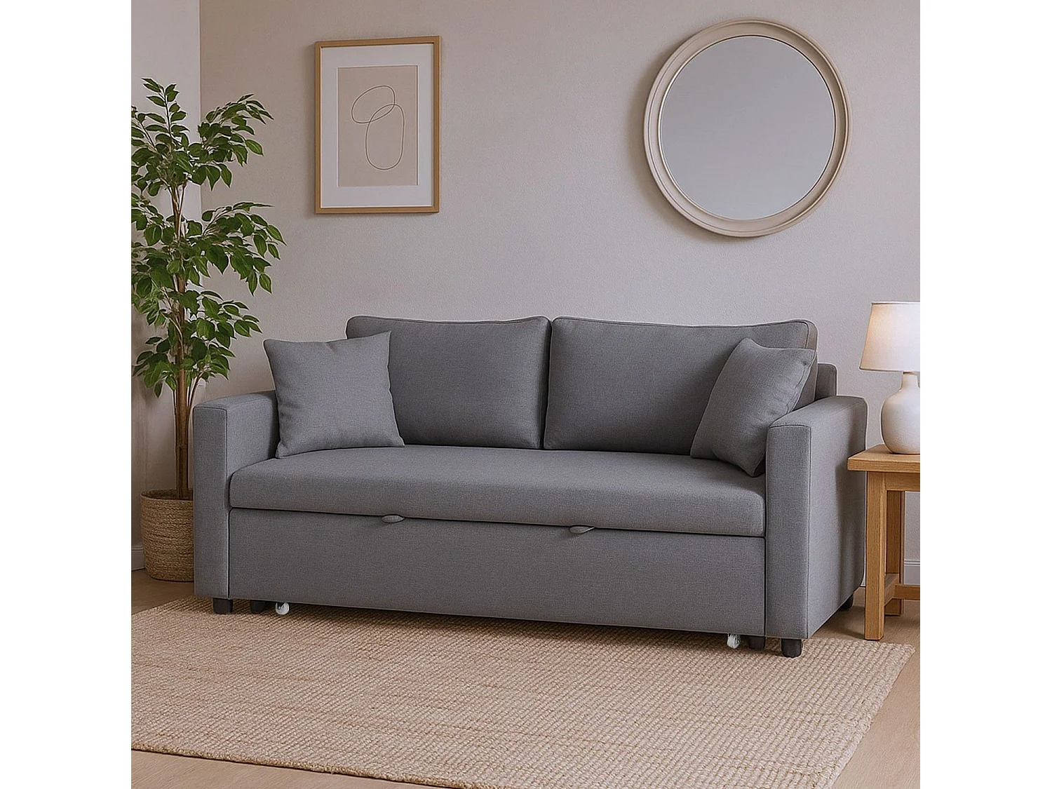 Canapé 3 Places Convertible "Zolan" 194cm Gris