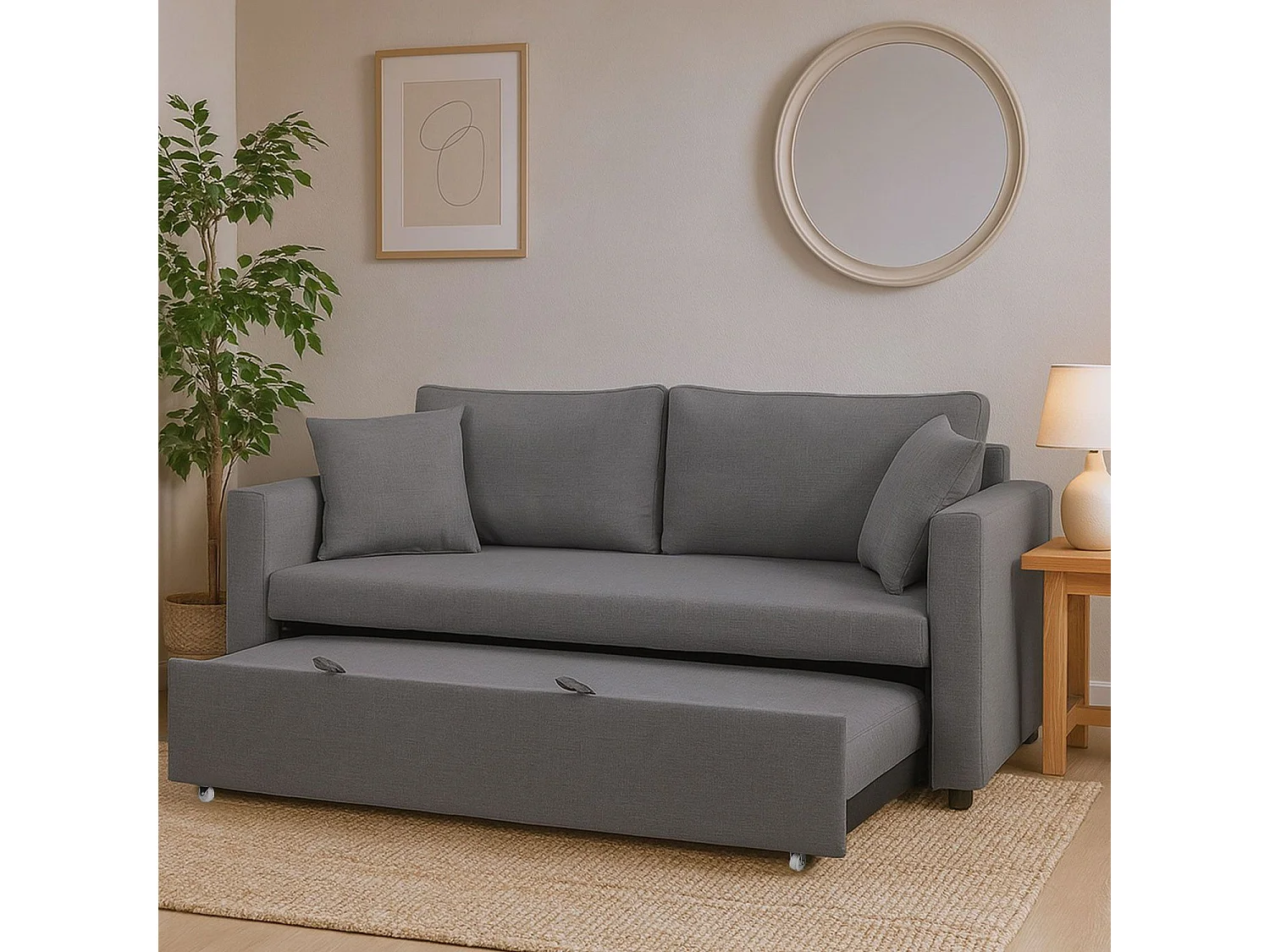 Canapé 3 Places Convertible "Zolan" 194cm Gris