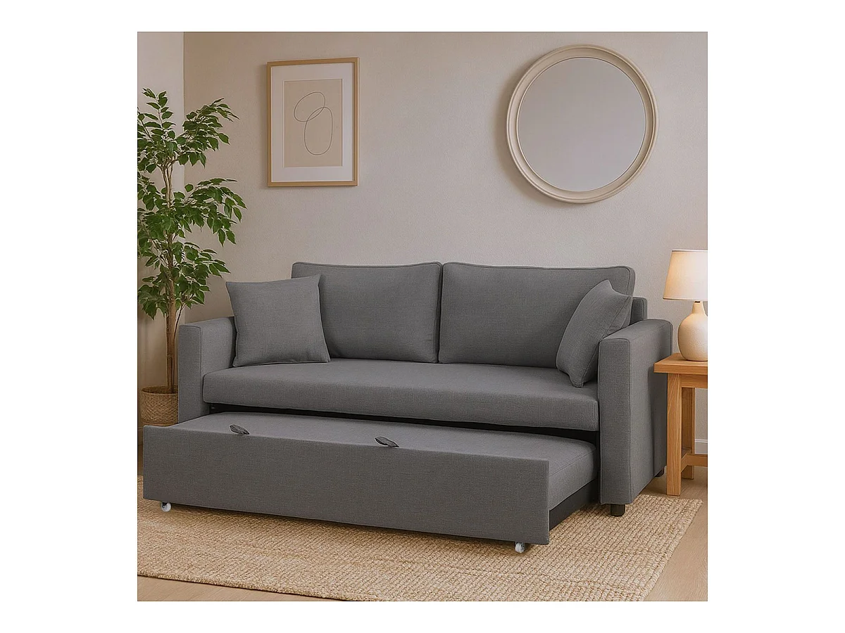 Canapé 3 Places Convertible "Zolan" 194cm Gris
