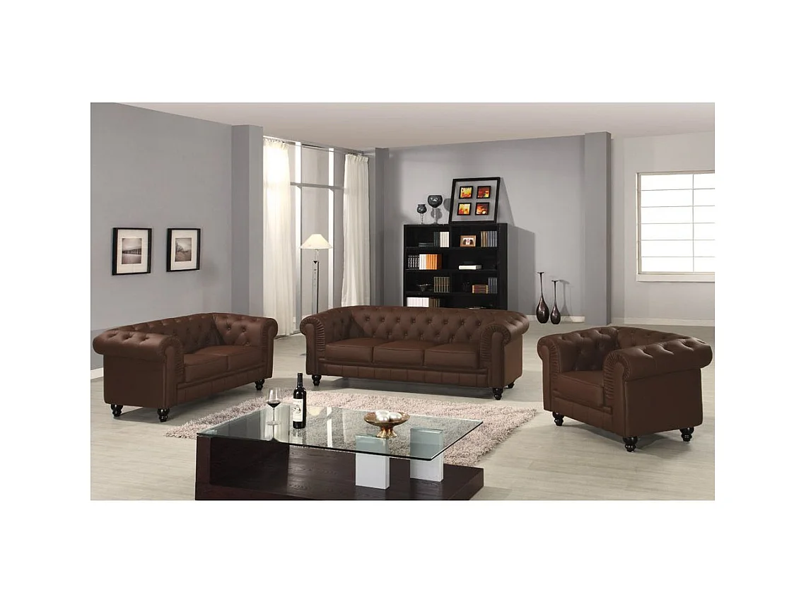 Großes 2-Sitzer-Sofa Chesterfield Braun, gemütlicher und eleganter Stil 158cm