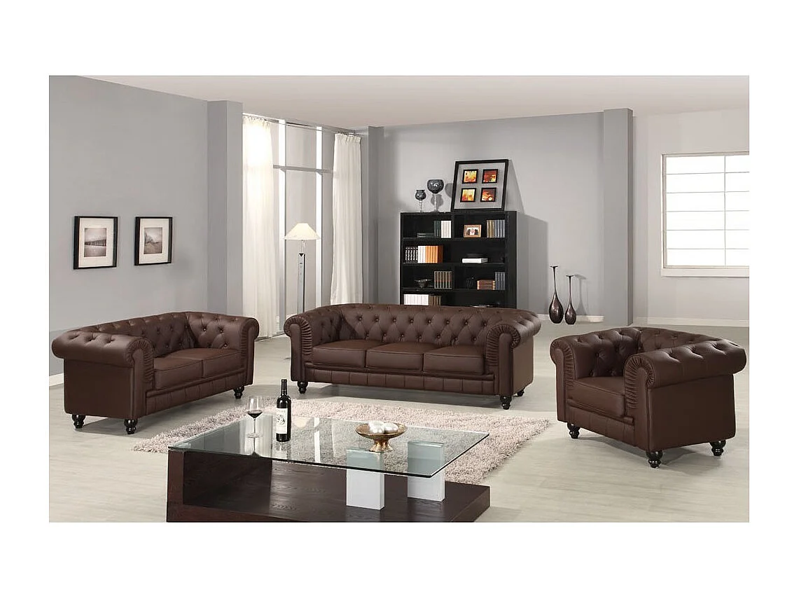Großes 2-Sitzer-Sofa Chesterfield Braun, gemütlicher und eleganter Stil 158cm