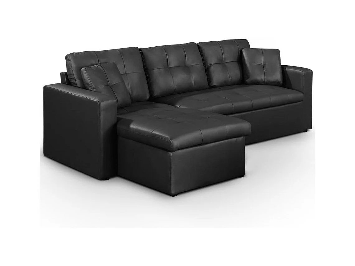 Sofá Cama Esquinero Convertible Toledo Negro 230cm Diseño Moderno