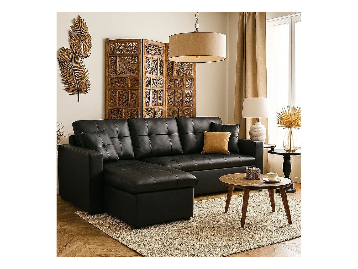 Ecksofa Toledo Schwarz 230cm Modernes Design