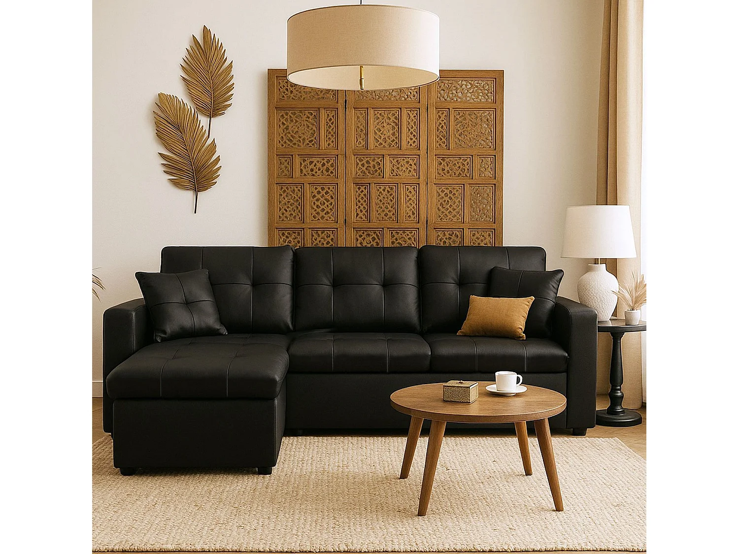 Ecksofa Toledo Schwarz 230cm Modernes Design