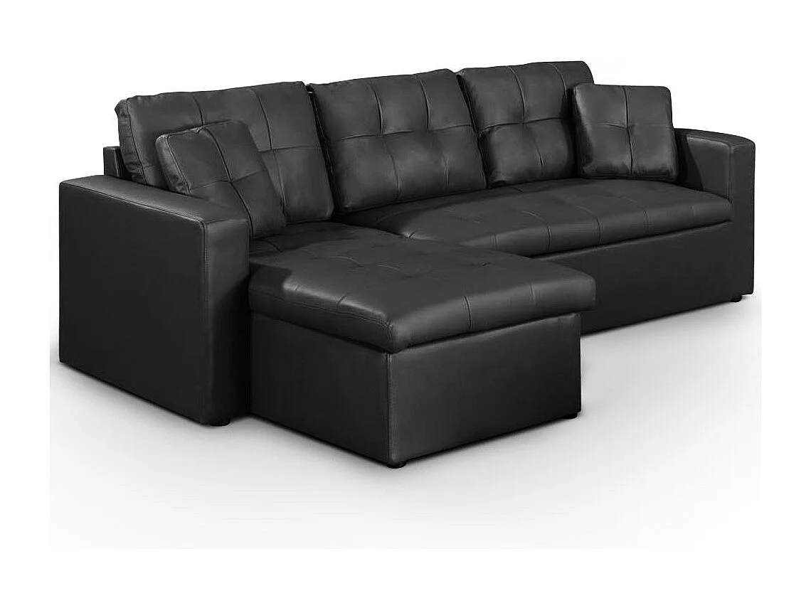 Canapé d'Angle Convertible "Corto" 230cm Noir