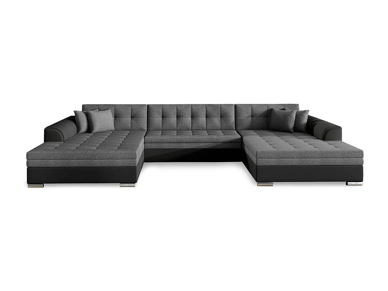 Canapé Panoramique Convertible "Ascobar" 365cm Noir & Gris