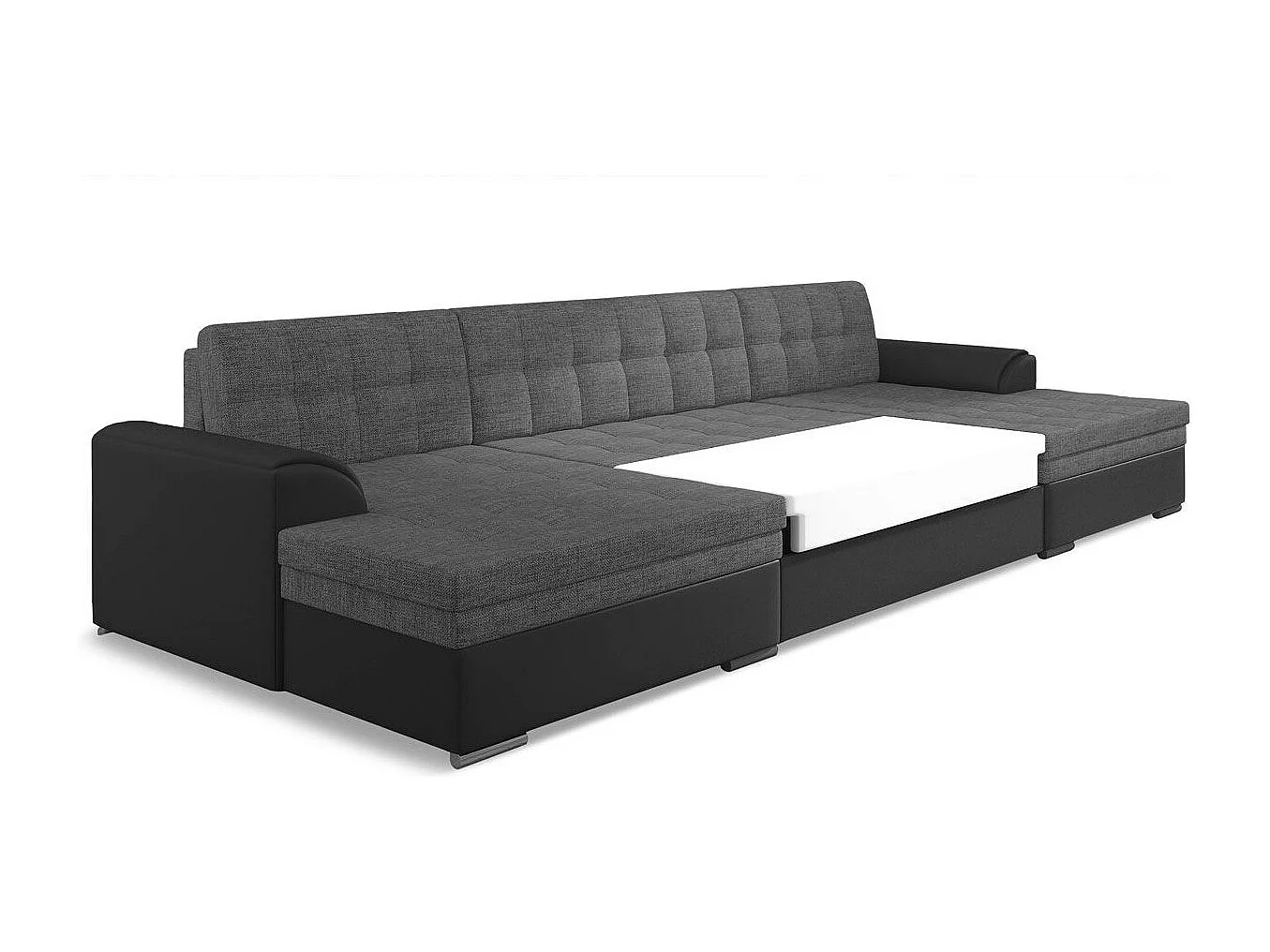 Canapé Panoramique Convertible "Ascobar" 365cm Noir & Gris