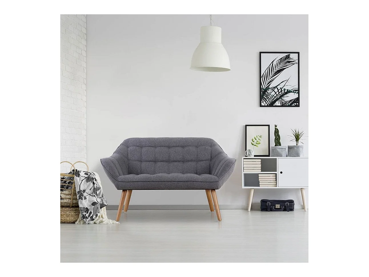 Canapé 2 Places Scandinave "Taone" 128cm Gris
