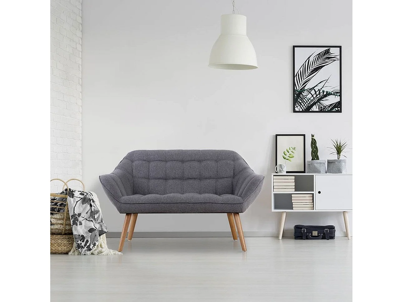 Canapé 2 Places Scandinave "Taone" 128cm Gris