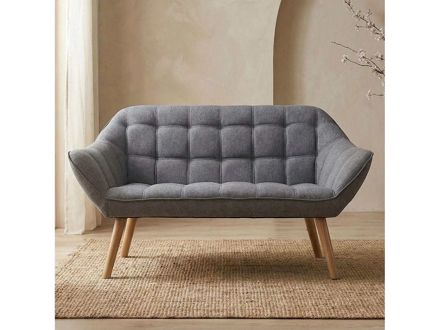 Canapé 2 Places Scandinave "Taone" 128cm Gris