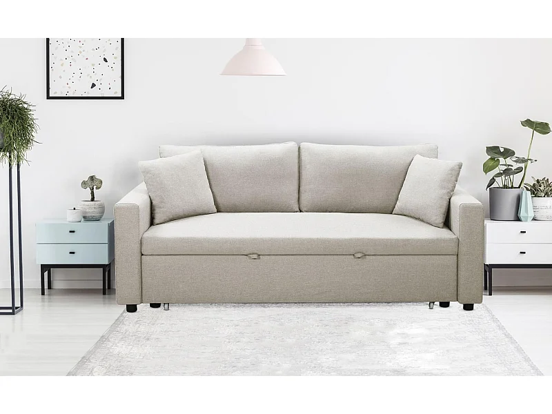 Canapé 3 Places Convertible "Zolan" 194cm Beige